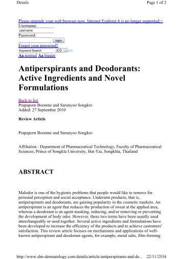 Antiperspirants and Deodorants: Active Ingredients and Novel ...