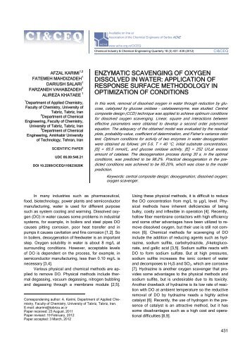 enzymatic scavenging of oxygen dissolved in water - doiSerbia