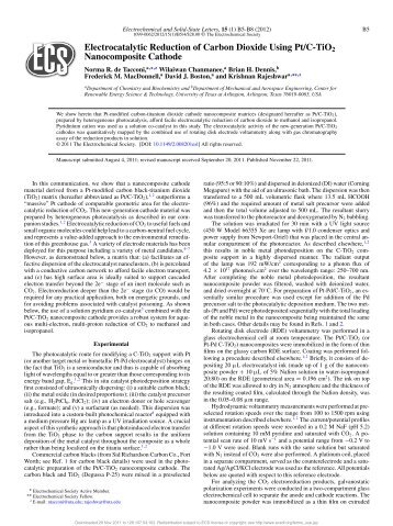 Electrocatalytic Reduction of Carbon Dioxide Using ... - David Boston