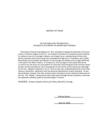 An Essay In The Poetry Of Sappho And Tyrtaeus This -