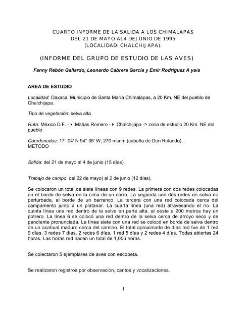 Informe final* del Proyecto B002 Inventario de la ... - Conabio