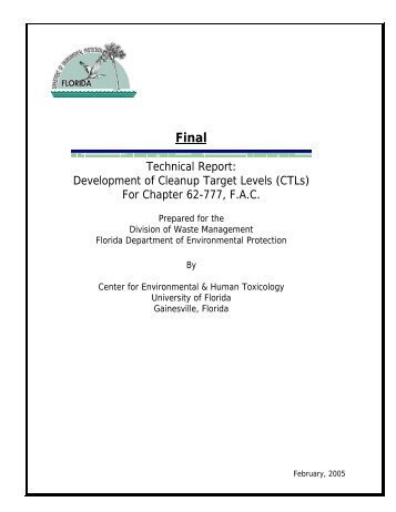 Technical Report: Development of Cleanup Target Levels (CTLs ...