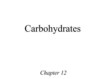 Chapter 12: Carbohydrates Lecture Slides