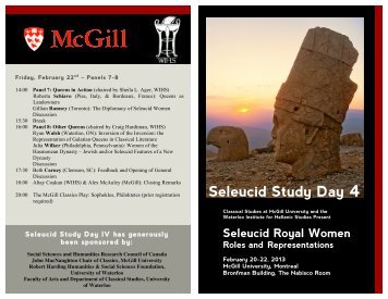 Seleucid Study Day 4 - McGill University