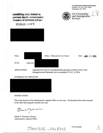APPLICATION: Application for Waiver of Inadmissibility ... - uscis