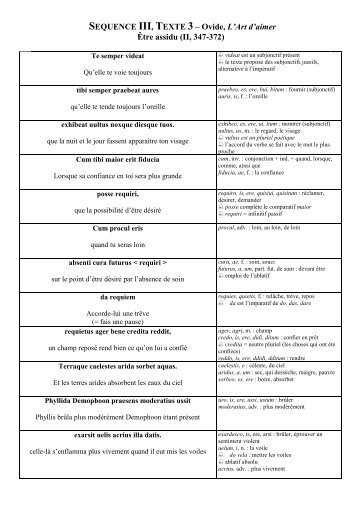 SEQUENCE III, TEXTE 3 – Ovide, L'Art d'aimer Être assidu (II, 347 ...