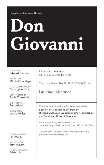 Don Giovanni - Metropolitan Opera