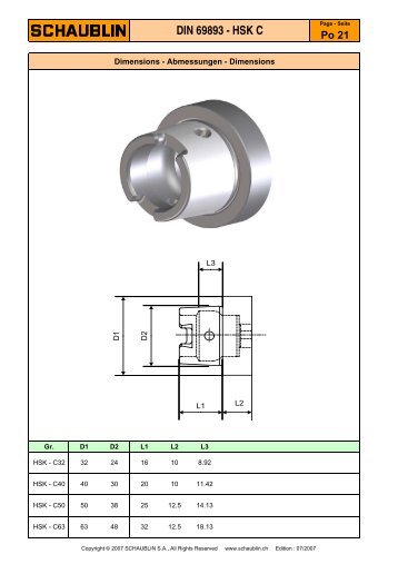 DIN 69893 - HSK C - Schaublin SA