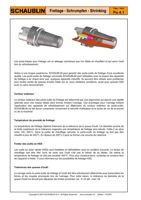 Frettage - Schrumpfen - Shrinking - Schaublin SA