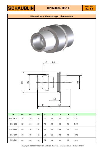 DIN 69893 - HSK E - Schaublin SA