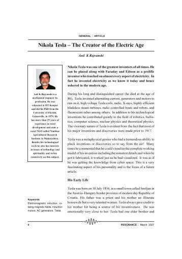 Nikola Tesla – The Creator of the Electric Age