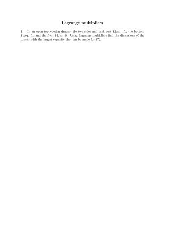 Problems: Lagrange Multipliers (PDF) - MIT OpenCourseWare