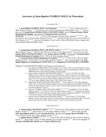 Ancestors of Jean-Baptiste FLORIAN JOLLY de Pontcadeuc