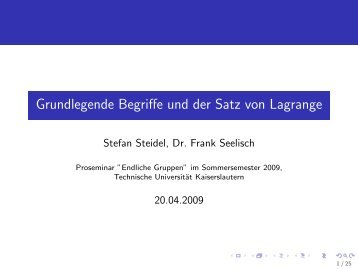 Grundlegende Begriffe und der Satz von Lagrange - Universität ...