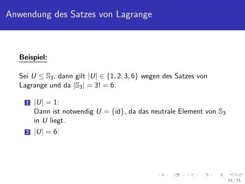 Grundlegende Begriffe und der Satz von Lagrange - Universität ...