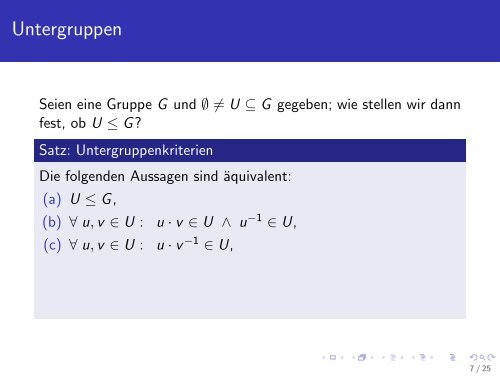 Grundlegende Begriffe und der Satz von Lagrange - Universität ...