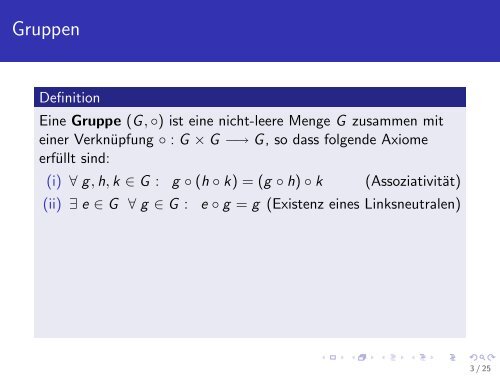 Grundlegende Begriffe und der Satz von Lagrange - Universität ...