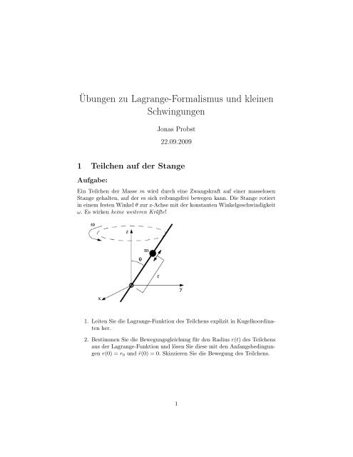 Übungen zu Lagrange-Formalismus und kleinen Schwingungen