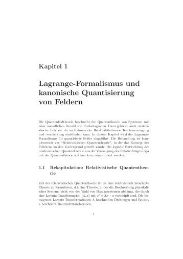 Lagrange-Formalismus und kanonische Quantisierung von Feldern