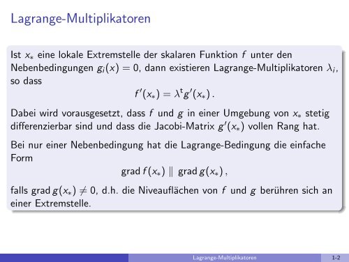 Lagrange-Multiplikatoren