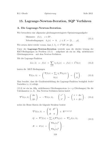 15. Lagrange-Newton-Iteration, SQP Verfahren