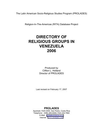 directory of religious groups in venezuela, 2006 - Prolades.com
