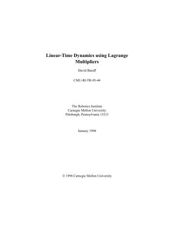 Linear-Time Dynamics using Lagrange Multipliers - The Robotics ...