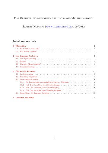 Das Optimierungsverfahren mit Lagrange ... - MassMatics