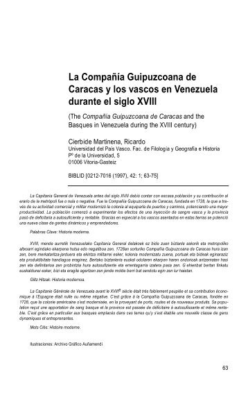 La Compañía Guipuzcoana de Caracas y los vascos en Venezuela ...