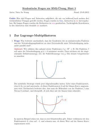 1 Zur Lagrange-Multiplikatoren - TUM M7/Analysis