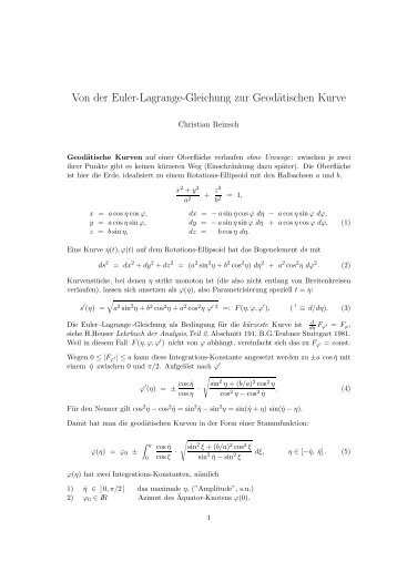 Von der Euler-Lagrange-Gleichung zur Geodätischen Kurve