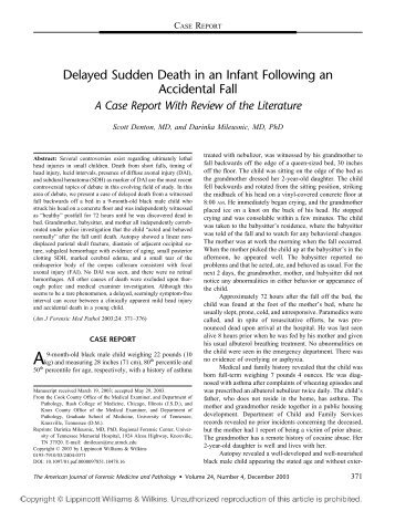 Delayed Sudden Death in an Infant Following an Accidental Fall