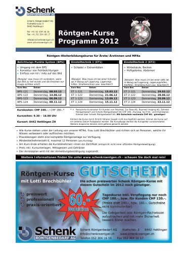 Röntgen-Kurse Programm 2012 - Schenk Röntgenbedarf AG