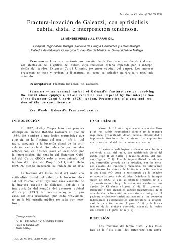 Fractura-luxación de Galeazzi, con epifisiolisis cubital distal e ...