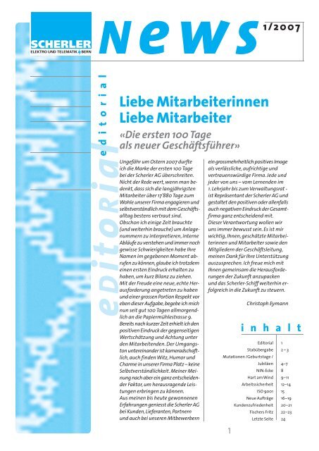 Scherler News 1/2007 - Scherler AG