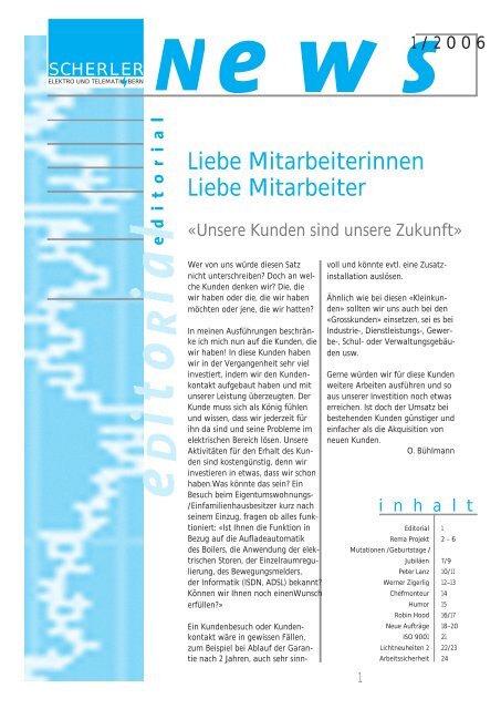 Liebe Mitarbeiterinnen Liebe Mitarbeiter - Scherler AG