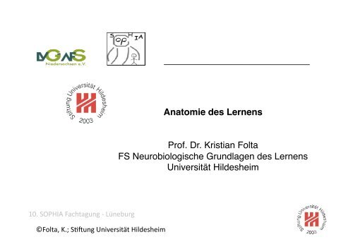 Anatomie des Lernens Prof. Dr. Kristian Folta FS Neurobiologische ...