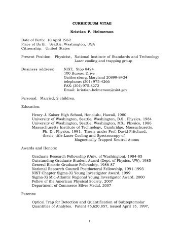 united states curriculum vitae