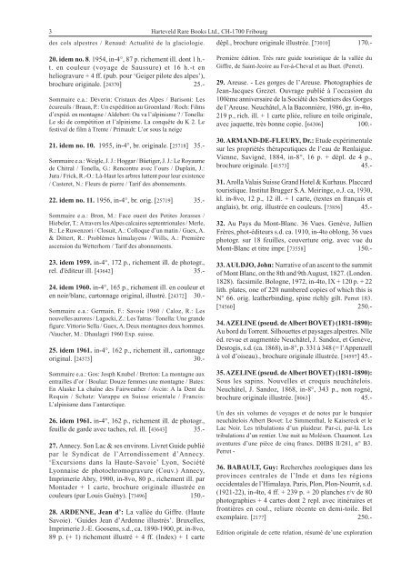 Catalogue 201 Alpinisme - Thermalisme - Voyages