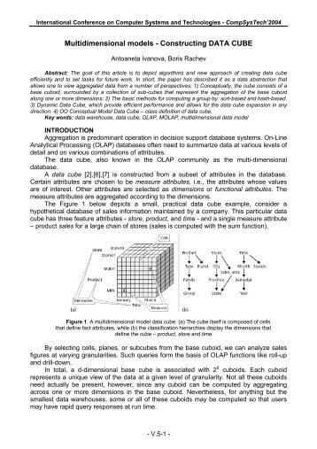 Multidimensional models - Constructing DATA CUBE