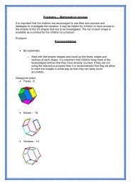 Polyhedra – Mathematical process It is important that the children ...