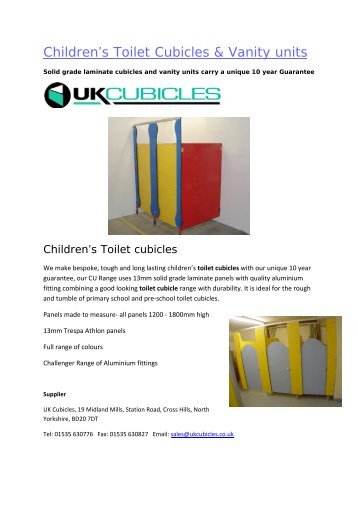 Children's Toilet Cubicles & Vanity units - RIBA Product Selector