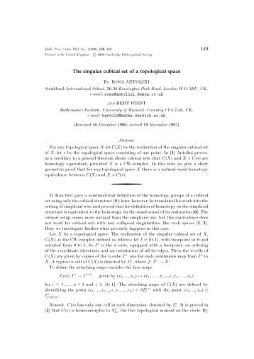 The singular cubical set of a topological space - Mathematical ...