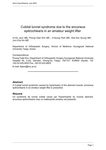 Cubital tunnel syndrome due to the anconeus epitrochlearis ... - sicot