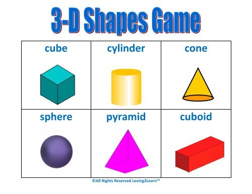 Cube Cylinder Cone Sphere Pyramid Cuboid Loving2Learn Cube Cylinder Cone Sphere Pyramid Cuboid Loving2Learn
