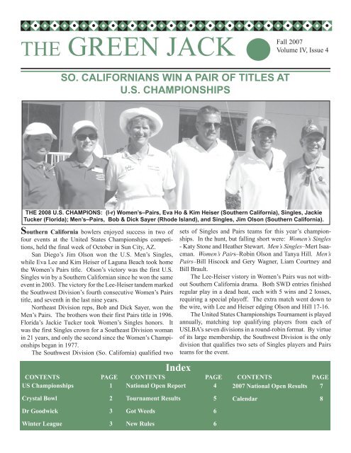 Issue IV Vol 4.indd - Southwest Lawn Bowls Association