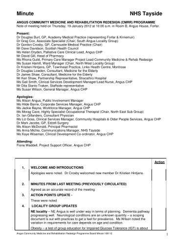 Minute of Meeting - NHS Tayside