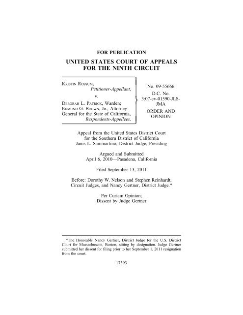 kristin rossum v. deborah patrick - Ninth Circuit Court of Appeals