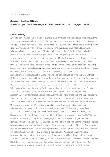 Kristin Westphal Stimme. Geste. Blick. - Universität Koblenz · Landau