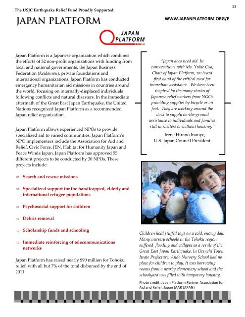 USJC Earthquake Relief Fund Report - US-Japan Council